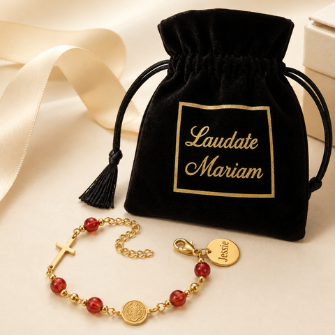 St. Benedict Medal and Cross Personalized Color Bracelet