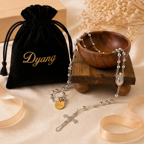 Personalized Divine Mercy & Blessed Virgin Mary Stainless Steel Rosary (Gold & Silver Catholic Gift)
