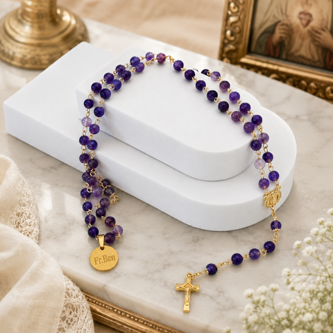 Personalized Marian Medal Catholic Rosary