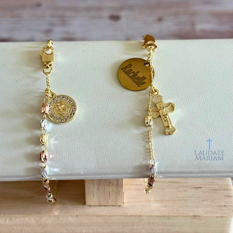 Personalized St. Benedict Tricolor Bracelet with Crucifix