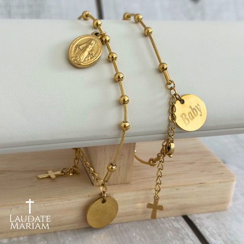 Personalized Miraculous Medal Rosary Bracelet