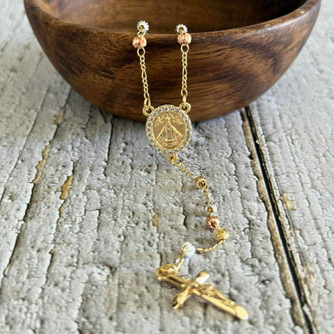 Sto. Niño Personalized Rosary for Kids – Stainless Steel with Tricolor Beads & Custom Gift Pouch