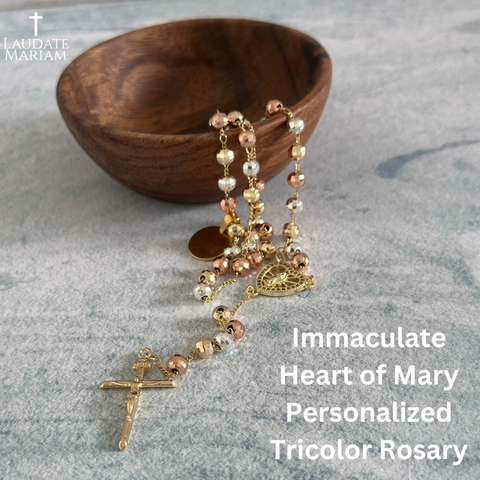 Immaculate Heart of Mary Personalized Tricolor Rosary