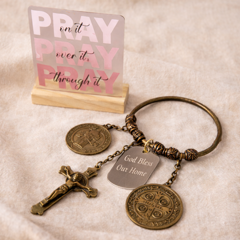 Complete Home Blessing Kit – Personalized Door Hanger + Prayer Plaque