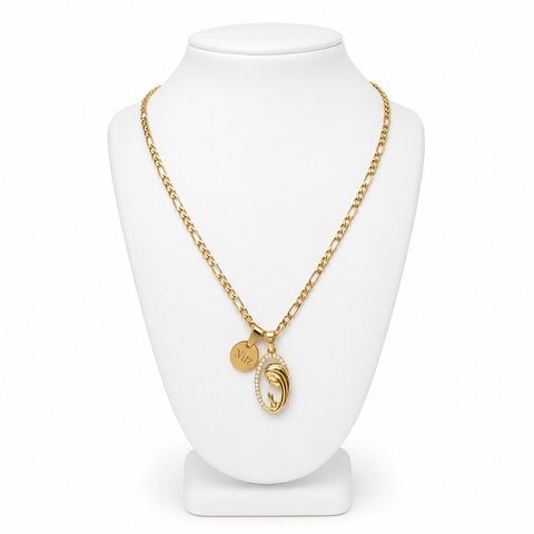 Personalized Blessed Mother Praying Hands Necklace