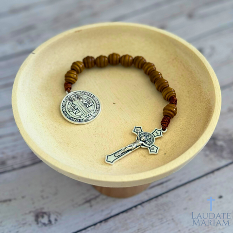 St. Benedict Handheld Cross with Medal & Beads – A Powerful Catholic Sacramental for Protection
