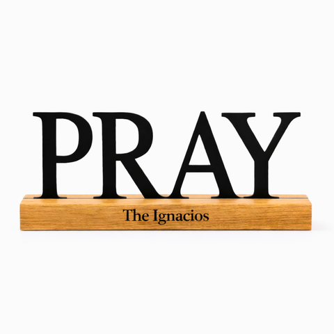 Personalized Wooden PRAY Sign for Catholic Home – Tabletop Prayer Decor