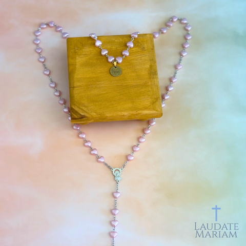 Personalized All-Heart Rosary β Custom Engraved Name | Unique Heart Beads