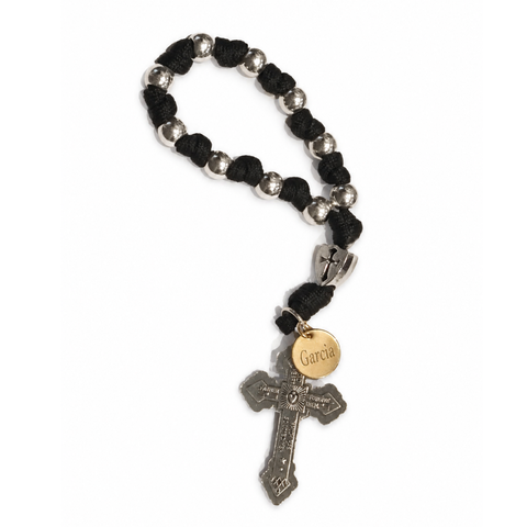 Jesus on the Cross Personalized Braided One-Decade Rosary