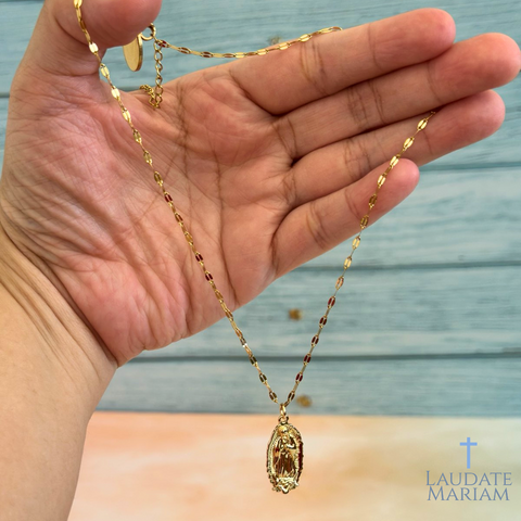 Personalized Our Lady of Guadalupe Pendant Necklace – Gold-Plated Stainless Steel