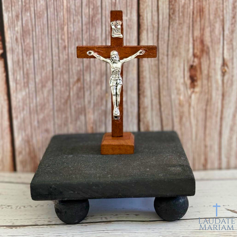 Wooden Standing Crucifix – Handcrafted Catholic Cross | Perfect for Home, Office, or Prayer Space
