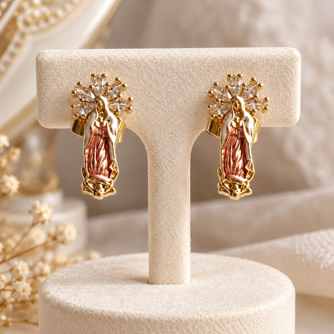 Personalized Virgin Mary Jewelry Set – Necklace and Earrings with Pendant