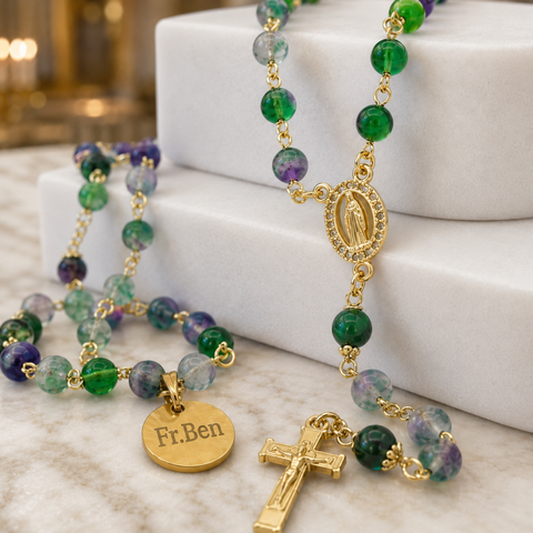 Personalized Marian Medal Catholic Rosary