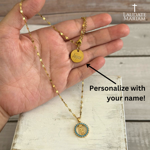 Our Lady of Guadalupe Necklace – Gold-Plated & Customizable Name Pendant