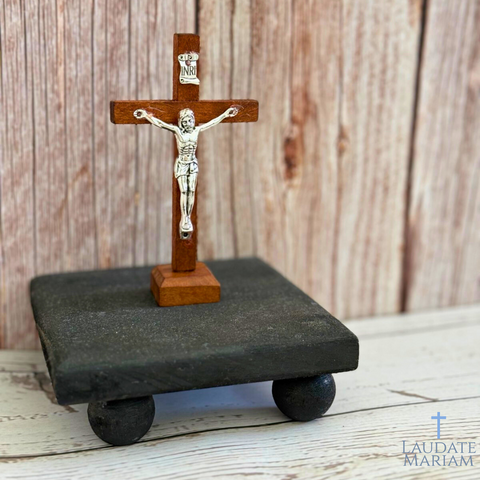 Wooden Standing Crucifix – Handcrafted Catholic Cross | Perfect for Home, Office, or Prayer Space