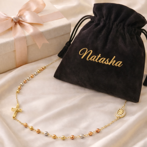 Our Lady of Guadalupe Tricolor 3-Decade Rosary Choker Necklace