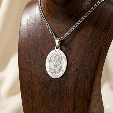 Personalized St. Michael the Archangel Necklace for Men – Custom Name Pendant