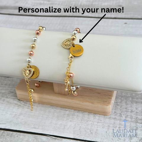 Personalized Our Lady of Guadalupe Bracelet - Heart-Shaped Design