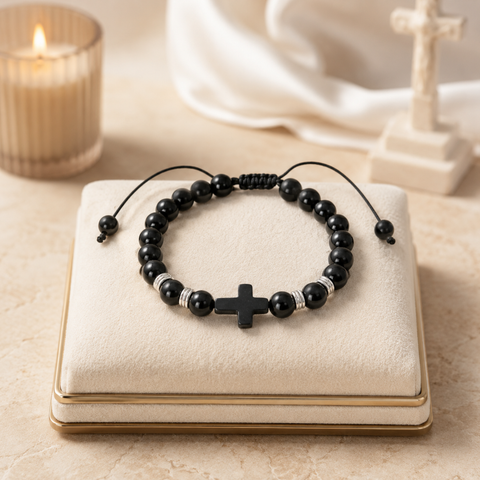 Black Semi-Precious Stone Bracelet
