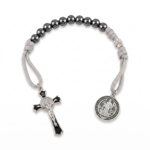 St. Benedict Handheld Cross with Medal & Beads – A Powerful Catholic Sacramental for Protection