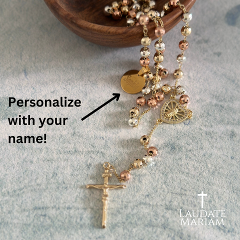 Immaculate Heart of Mary Personalized Tricolor Rosary
