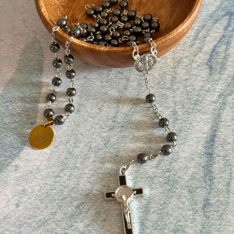 Personalized St. Benedict Protection Rosary – Black Edition