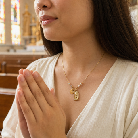 Our Lady of Grace Virgin Mary Medal Necklace