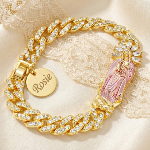 Our Lady of Guadalupe Devotional Bracelet with Zirconia Semi-Precious Stones