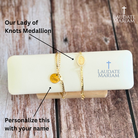 Our Lady Undoer of Knots Bracelet – Personalized Catholic Gift with Gold Medallion