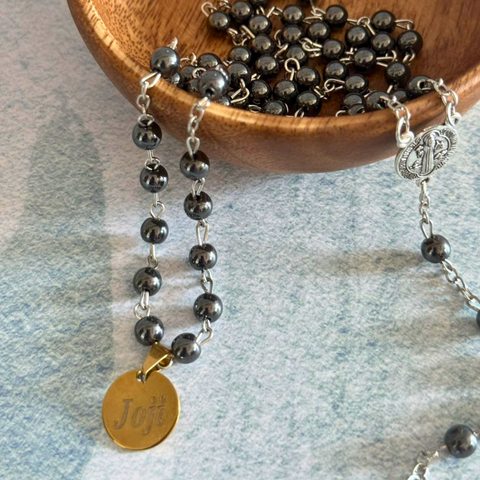 Personalized St. Benedict Protection Rosary – Black Edition