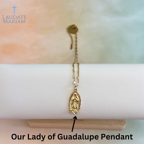 Personalized Our Lady of Guadalupe Pendant Necklace – Gold-Plated Stainless Steel