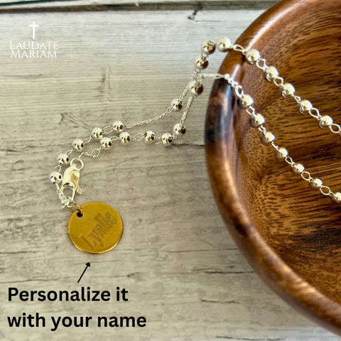 Immaculate Heart of Mary Personalized Silver Rosary – Limited Edition