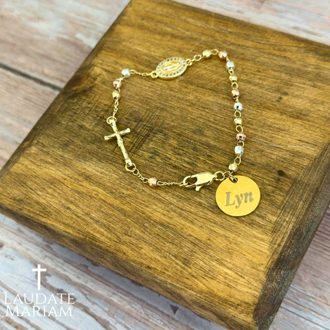Our Lady of Guadalupe One-Decade Rosary Bracelet with Custom Engraving