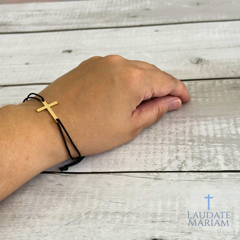 Set of 2 – His & Hers Adjustable Cross Bracelet Set | Matching Gold & Silver Couple Bracelets