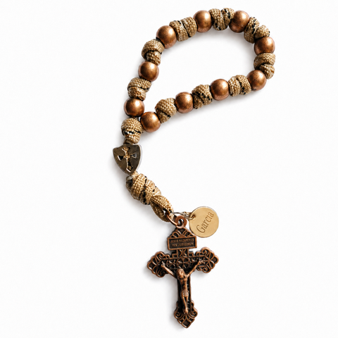 Jesus on the Cross Personalized Braided One-Decade Rosary