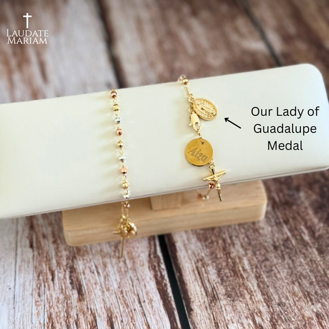 Personalized Our Lady of Guadalupe Bracelet with Cross
