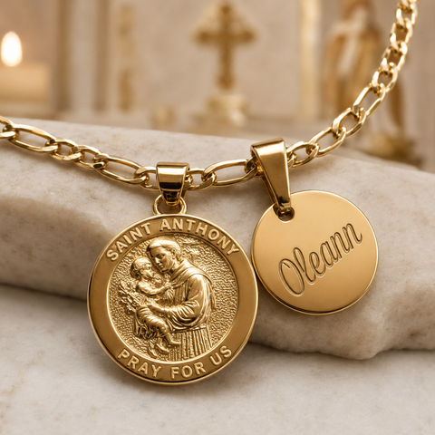 Personalized St. Anthony Medal Necklace