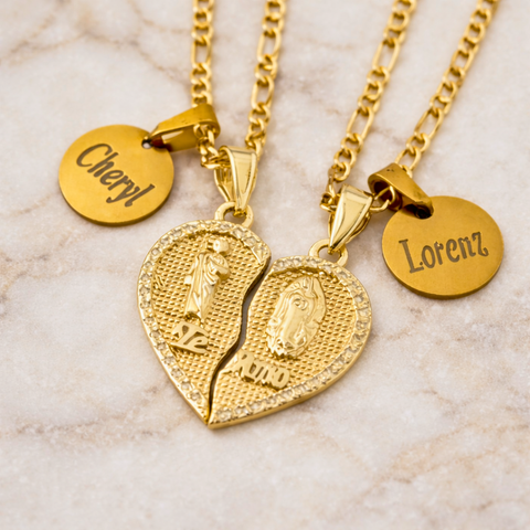 Catholic His & Hers Couple Necklace Set – St. Joseph & Virgin Mary Medals | Valentine’s Gift