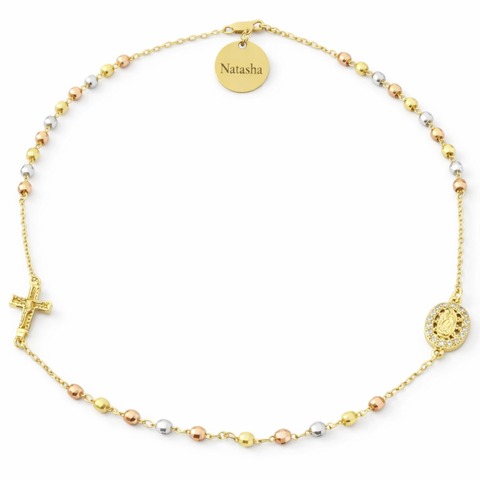 Our Lady of Guadalupe Tricolor 3-Decade Rosary Choker Necklace