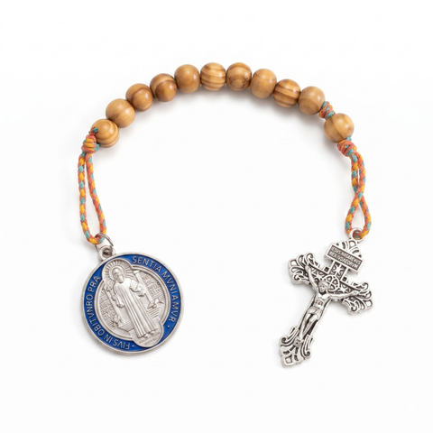 St. Benedict Handheld Cross with Medal & Beads – A Powerful Catholic Sacramental for Protection