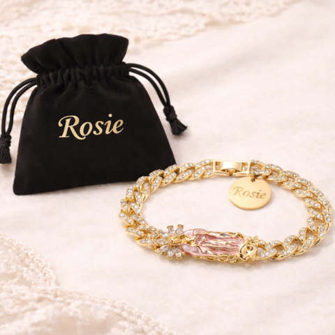 Our Lady of Guadalupe Devotional Bracelet with Zirconia Semi-Precious Stones