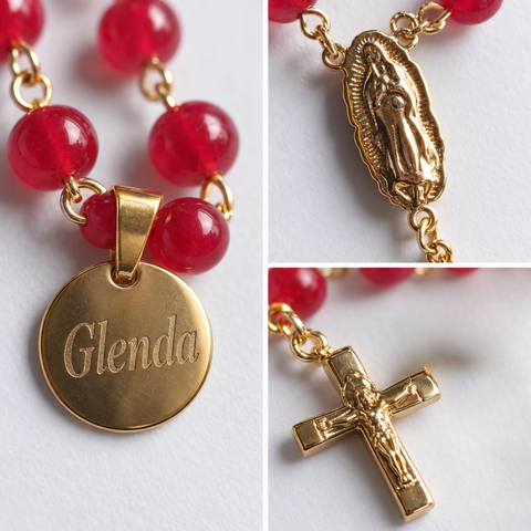 Handmade and Personalized Mariam Rosary with Glass beads