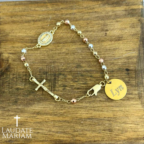 Our Lady of Guadalupe One-Decade Rosary Bracelet with Custom Engraving