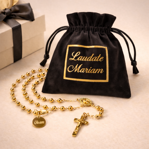 Our Lady of Guadalupe Stainless Steel Rosary in Silver & Gold with Custom Pouch