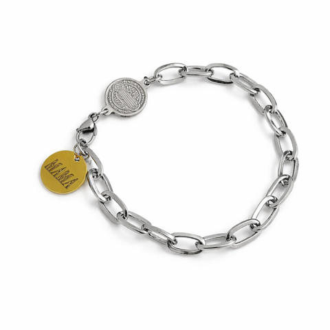 St. Benedict Stainless Steel Bracelet for Women (Gold & Silver) Catholic Protection Jewelry