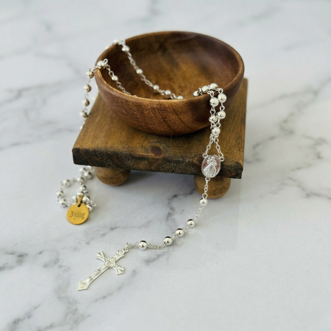 Personalized Divine Mercy & Blessed Virgin Mary Stainless Steel Rosary (Gold & Silver Catholic Gift)