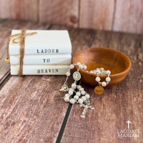 Personalized St. Benedict Rosary with Rhinestone Beads – Catholic Sacramental for Protection