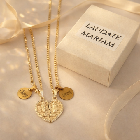 Catholic His & Hers Couple Necklace Set – St. Joseph & Virgin Mary Medals | Valentine’s Gift