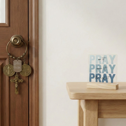 Complete Home Blessing Kit – Personalized Door Hanger + Prayer Plaque