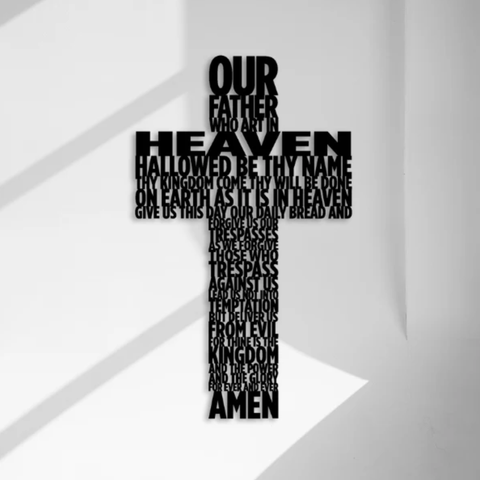 Our Father Metal Wall Cross – Lord’s Prayer Christian Home Decor